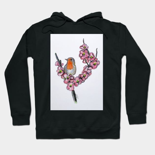 Robin And Peach Blossoms Hoodie by cjkell